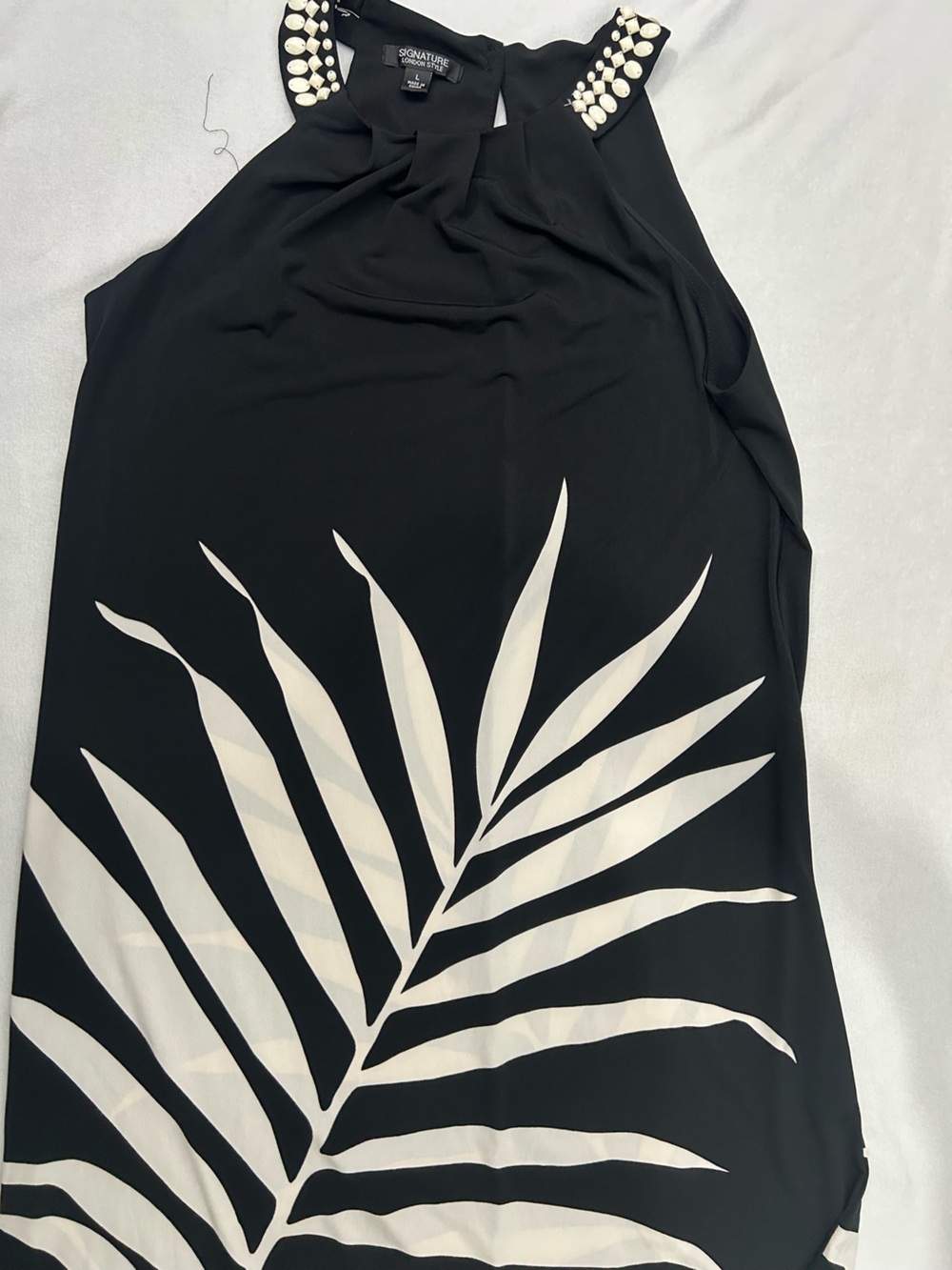 London Style Black and White Tropical-Print Women’s Swim Cover-Up